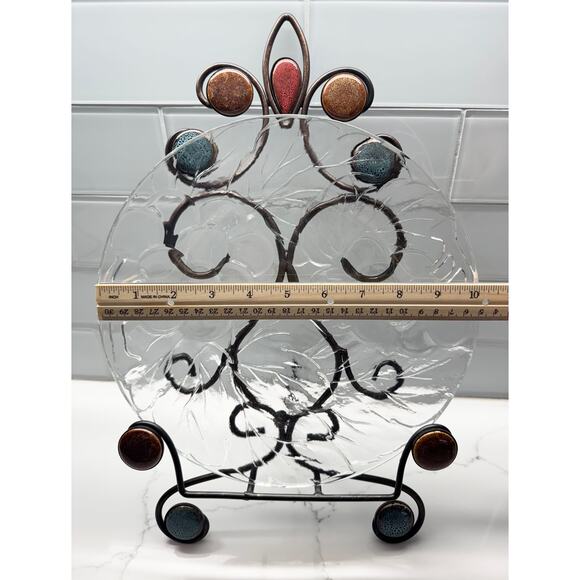 Oil Rubbed Bronze Metal Art Plate Holder with Decorative Colored Stones - Picture 5 of 5